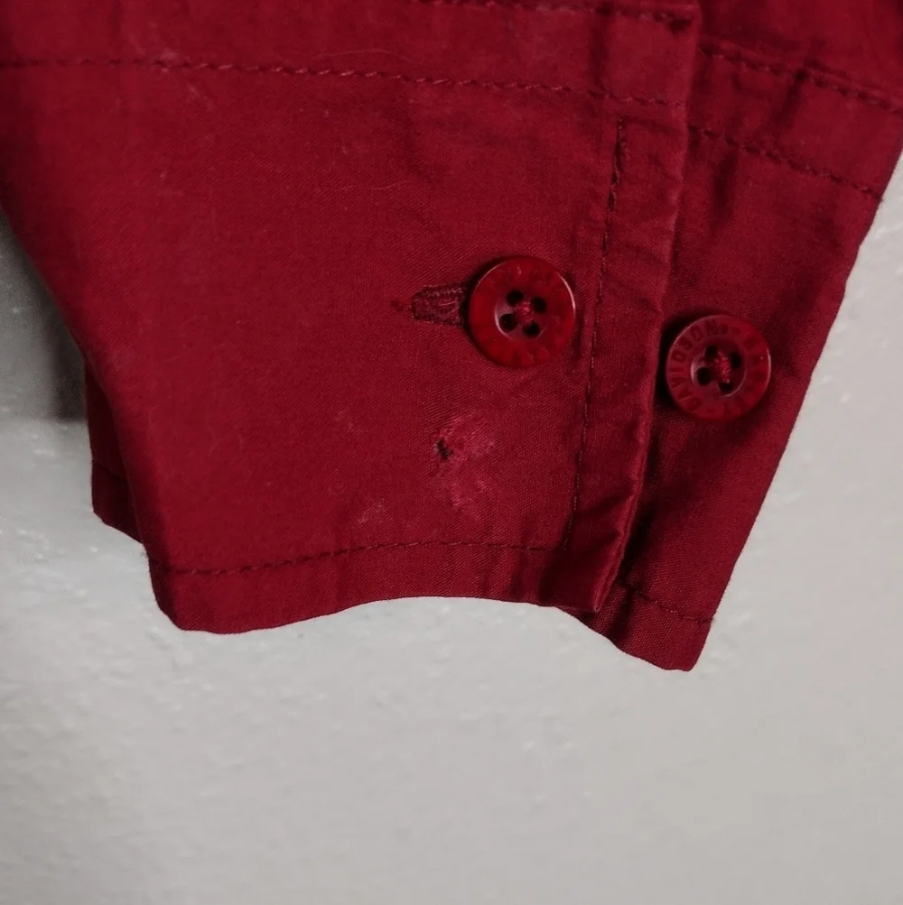Harley-Davidson Red Embroidery Long Sleeve Button Down Shirt Sz XL